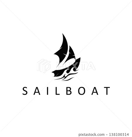 minimalist sailboat logo with a simple wave symbol gives a clean and recognizable professional look. minimalist sailboat logo with a simple wave symbol gives a clean and recognizable professional look. 138100314