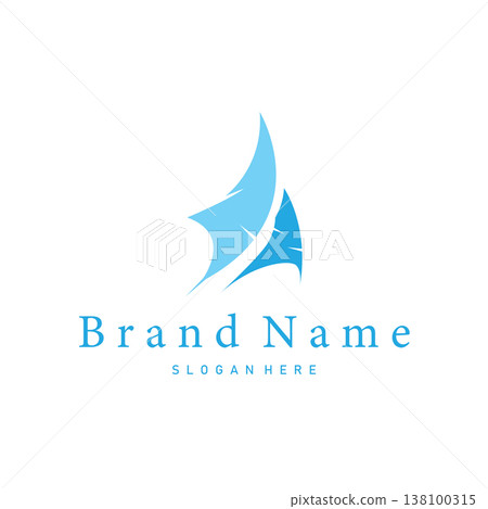 ship sail logo with wind and wave effects depicts speed, energy and the boundless spirit of adventure. 138100315