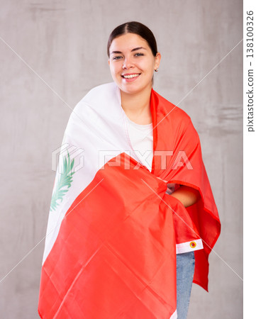 Positive girl with Peru flag rooting for your favorite team Positive girl with Peru flag rooting for your favorite team 138100326