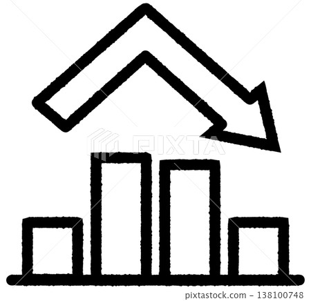 Simple bar graph icon, up/down, line drawing. Simple bar graph icon, up/down, line drawing. 138100748