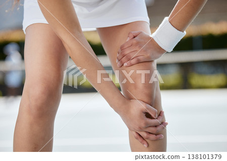 Knee injury, tennis or sport person massage legs, medical problem or sore from competition, contest or game mistake. Broken bone, joint pain inflammation or tired player burnout from fitness training Knee injury, tennis or sport person massage legs, medical problem or sore from competition, contest or game mistake. Broken bone, joint pain inflammation or tired player burnout from fitness training 138101379