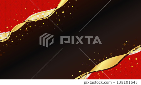 Japanese pattern with a wavy background on a black background - Copy space 138101643