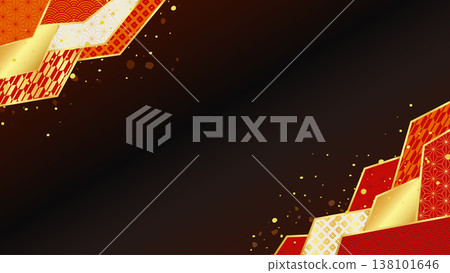 Japanese pattern with scales on a black background_copy space 138101646