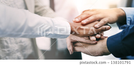 Closeup, stack and business people with teamwork, hands and collaboration with mission, partnership and cooperation. Staff, group and corporate professionals with meeting, negotiation and support Closeup, stack and business people with teamwork, hands and collaboration with mission, partnership and cooperation. Staff, group and corporate professionals with meeting, negotiation and support 138101791