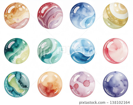 Colorful marbles in a watercolor style 138102164