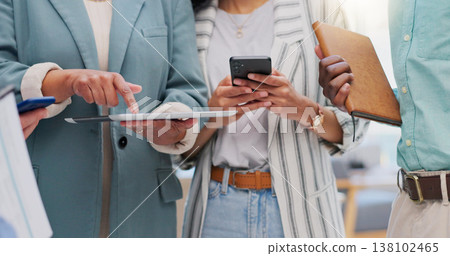 Hands, tablet and group collaboration of business people work on meeting report, results or project feedback. Teamwork cooperation, phone and staff review brand illustration, design or online plan Hands, tablet and group collaboration of business people work on meeting report, results or project feedback. Teamwork cooperation, phone and staff review brand illustration, design or online plan 138102465