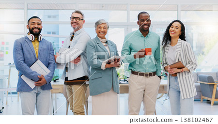 Team, workforce and business people face with corporate diversity and smile in office. Success, staff and management portrait with professional group happy from company growth and collaboration Team, workforce and business people face with corporate diversity and smile in office. Success, staff and management portrait with professional group happy from company growth and collaboration 138102467