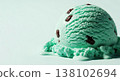 Studio photoshoot of mouthwatering mint ice cream; includes space for advertising copy for a refreshing summer dessert. 138102694