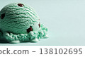 Studio photoshoot of mouthwatering mint ice cream; includes space for advertising copy for a refreshing summer dessert. 138102695