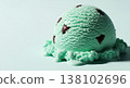 Studio photoshoot of mouthwatering mint ice cream; includes space for advertising copy for a refreshing summer dessert. 138102696