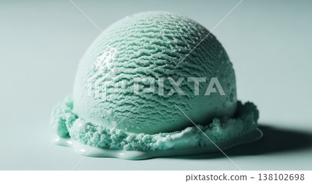 Studio photoshoot of mouthwatering mint ice cream; includes space for advertising copy for a refreshing summer dessert. Studio photoshoot of mouthwatering mint ice cream; includes space for advertising copy for a refreshing summer dessert. 138102698