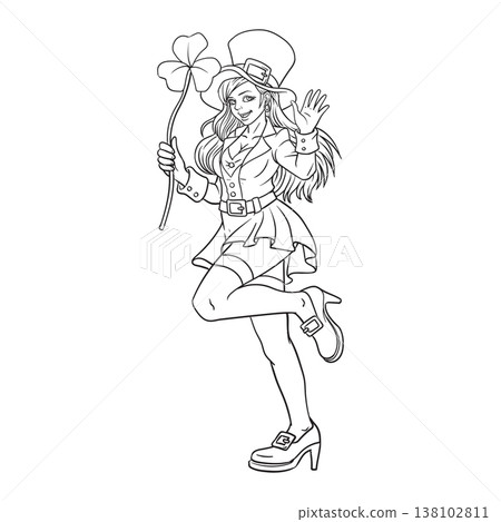 Cute cartoon irish leprechaun girl 138102811