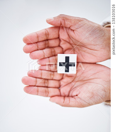 Healthcare, insurance and hands with cross sign for medical service, care and safety on white background. Hospital, symbol and person with emoji, shape and icon for help, support aid and medicine Healthcare, insurance and hands with cross sign for medical service, care and safety on white background. Hospital, symbol and person with emoji, shape and icon for help, support aid and medicine 138103016