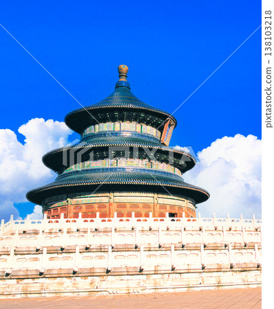 Cumulonimbus clouds hanging over the Temple of Heaven Park in Beijing Cumulonimbus clouds hanging over the Temple of Heaven Park in Beijing 138103218