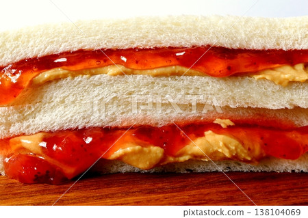 Close-up of a peanut butter and jelly sandwich 138104069