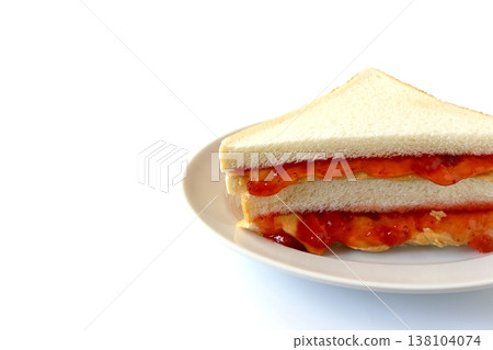 Peanut butter and jelly sandwich on a white background 138104074