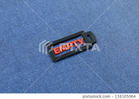 A model of an empty battery, representing a completely depleted charge. A model of an empty battery, representing a completely depleted charge. 138105064