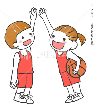 Basketball team members high-fiving each other Basketball team members high-fiving each other 138105130