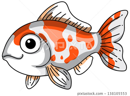 Cute Orange and White Spotted Koi Fish Vector Illustration 138105553