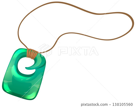 Greenstone Maori Pendant with Cord on White Background 138105560