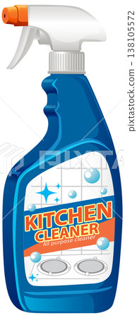 Blue Spray Bottle of Kitchen Surface Cleaner Illustration Blue Spray Bottle of Kitchen Surface Cleaner Illustration 138105572