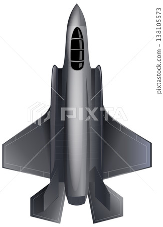 Top View Vector Illustration of a Modern Military Stealth Fighter Jet 138105573