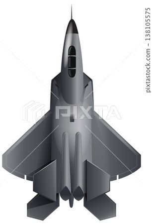 Top View Vector Illustration of a Modern Stealth Fighter Jet Top View Vector Illustration of a Modern Stealth Fighter Jet 138105575