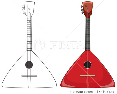 Vector Illustration of Russian Balalaika in Color and Outline Vector Illustration of Russian Balalaika in Color and Outline 138105585