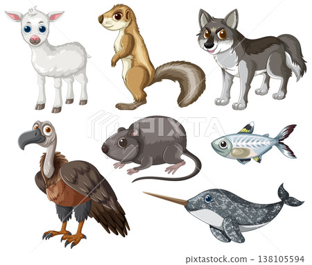 Cartoon Wild and Domestic Animals Vector Collection Cartoon Wild and Domestic Animals Vector Collection 138105594