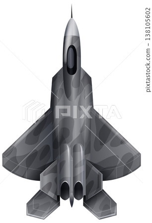 Top View Vector Illustration of a Camouflaged Stealth Fighter Jet Top View Vector Illustration of a Camouflaged Stealth Fighter Jet 138105602