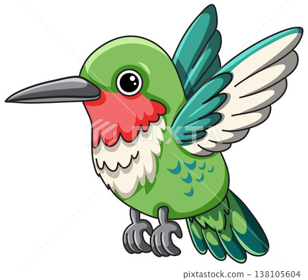 Cute Cartoon Hummingbird Vector Illustration Isolated on White Background Cute Cartoon Hummingbird Vector Illustration Isolated on White Background 138105604