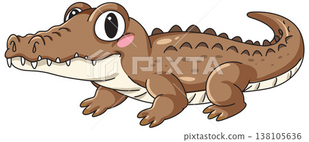 Cute Brown Crocodile Vector Illustration Isolated on White Background Cute Brown Crocodile Vector Illustration Isolated on White Background 138105636