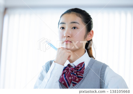 Junior high school girls studying at cram school Junior high school girls studying at cram school 138105668