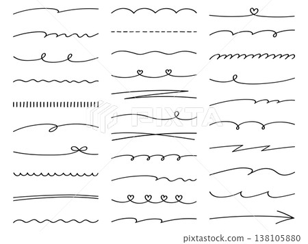 Hand-drawn line vector illustration set. Hand-drawn, ornamental, doodle, line art, hearts 138105880