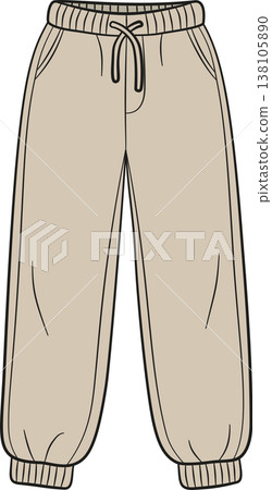 Minimalist Beige Jogger Pants Illustration, Flat Design Sweatpants for Cozy Lounge Wear and Athleisure Concept Minimalist Beige Jogger Pants Illustration, Flat Design Sweatpants for Cozy Lounge Wear and Athleisure Concept 138105890