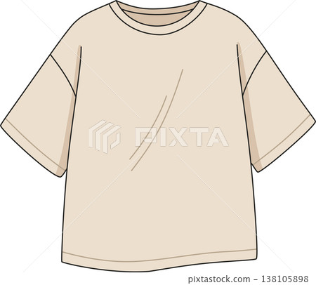 Minimalist Beige Oversized T-Shirt Illustration, Cozy Lounge Drop Shoulder Tee Mockup, Plain Flat Design Apparel Minimalist Beige Oversized T-Shirt Illustration, Cozy Lounge Drop Shoulder Tee Mockup, Plain Flat Design Apparel 138105898