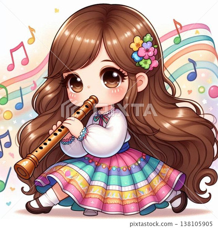 A cute brown-haired girl who loves music A cute brown-haired girl who loves music 138105905