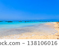 View of tropical sandy Nungwi beach and traditional wooden dhow boats in the Indian ocean on Zanzibar, Tanzania 138106016
