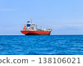 Large industrial ship sailing in the Indian ocean near Zanzibar, Tanzania 138106021