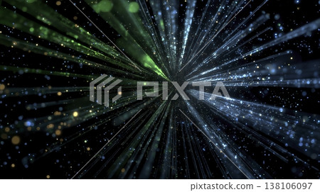 Light particles and straight lines radiating outwards from the center Light particles and straight lines radiating outwards from the center 138106097