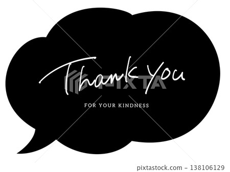 黑色對話框內的手寫「謝謝」字樣。 黑色對話框內的手寫「謝謝」字樣。 138106129
