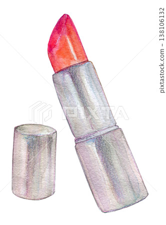 Watercolor illustration, hand-drawn illustration, red lipstick Watercolor illustration, hand-drawn illustration, red lipstick 138106132