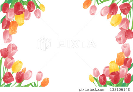 A watercolor illustration frame of tulips A watercolor illustration frame of tulips 138106148