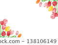 A frame containing a watercolor illustration of tulips. 138106149