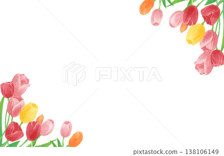一幅水彩鬱金香插圖的畫框。 138106149