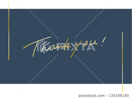 Gold handwritten "Thank you" lettering on a navy background. Gold handwritten "Thank you" lettering on a navy background. 138106180
