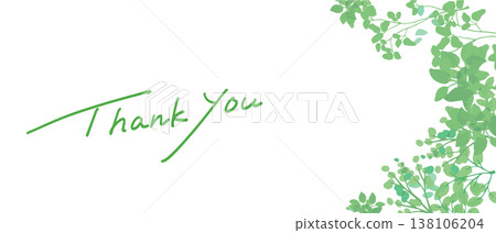 Natural plant frame and handwritten "Thank you" lettering. Natural plant frame and handwritten "Thank you" lettering. 138106204
