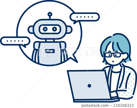 An illustration of a businesswoman using generative AI to do her job. 138106323