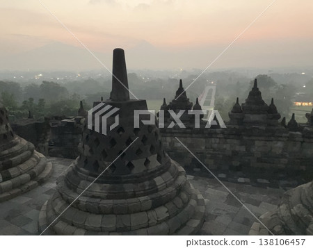 Sunrise over Borobudur Temple, Indonesia Sunrise over Borobudur Temple, Indonesia 138106457