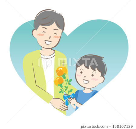 父親節當天,一個男孩送給父親玫瑰花。 父親節當天,一個男孩送給父親玫瑰花。 138107129